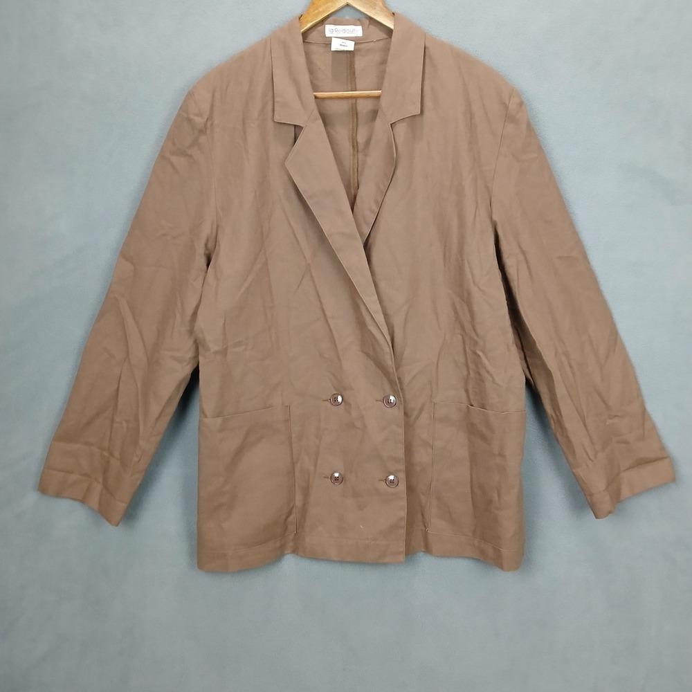 Vintage La Redoute Blazer Jacket Womens 12 Brown Double Breasted Notch Lapel